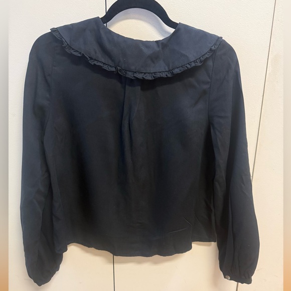 Black Oversized Collar Detail Top - Picture 4 of 4